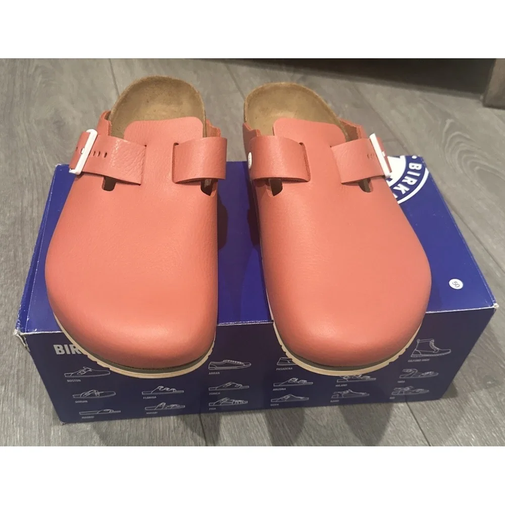 Birkenstock Unisex EU47 L16M14 Regular Boston PRO Clogs Mars Red Coated Leather